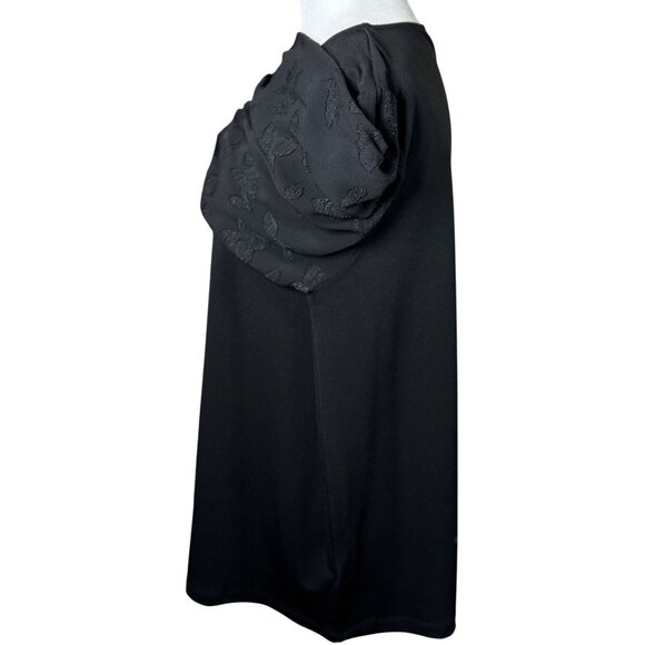 NWOT Philosophy Size XL Womens Black Blouse Top W/ Textured 3/4 Balloon Sleeves - Picture 3 of 8